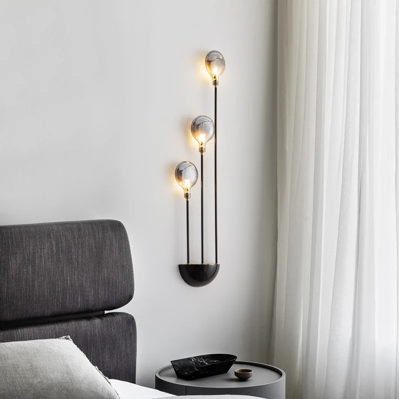 

Light Luxury All Copper Nordic Wall Lamp Living Room Creative TV Wall Lamp Designer Modern LED Bedroom Bedside Wall Lamp