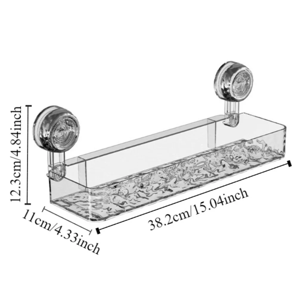 Wasserdichtes Aufbewahrungsregal mit Saugnapf, abnehmbarer, transparenter Badezimmer-Aufbewahrungshalter, einfache Installation, ohne Bohren, Heimaufbewahrungsorganisator