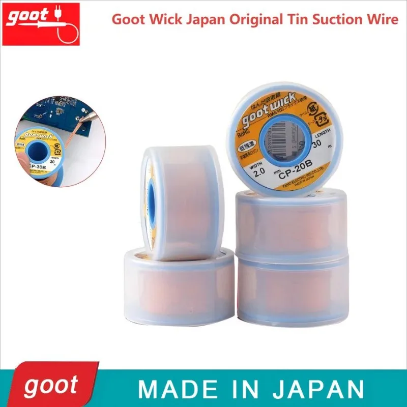 Goot Wick CP-15B CP-20B CP-25B CP-30B CP-35B Fio Desoldador Genuíno Japonês para BGA, Livre de Chumbo, RoHS, Ferramentas MSDS