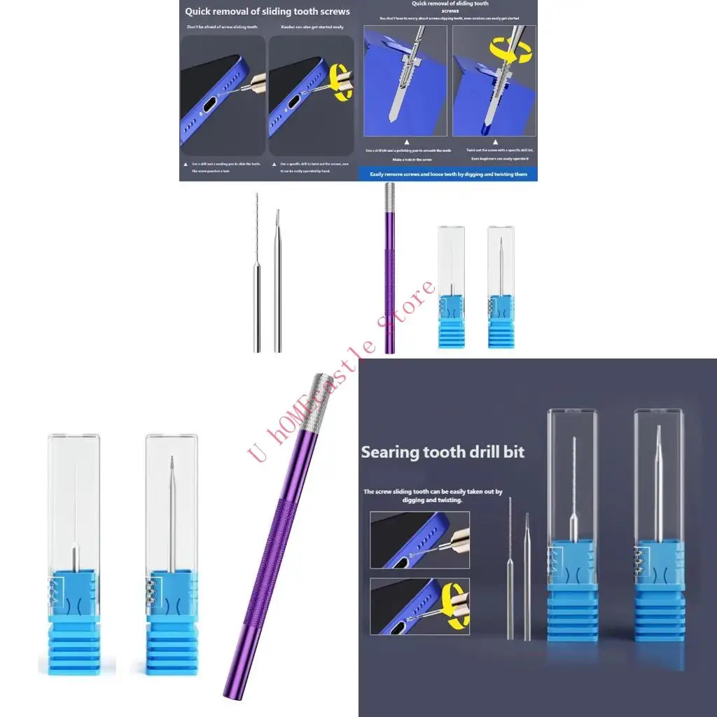 63HF Damaged Phone Screw Extractor Tool Alloy Steel Drill Bit With Secure Grip For Professional Repair And DIY Projects