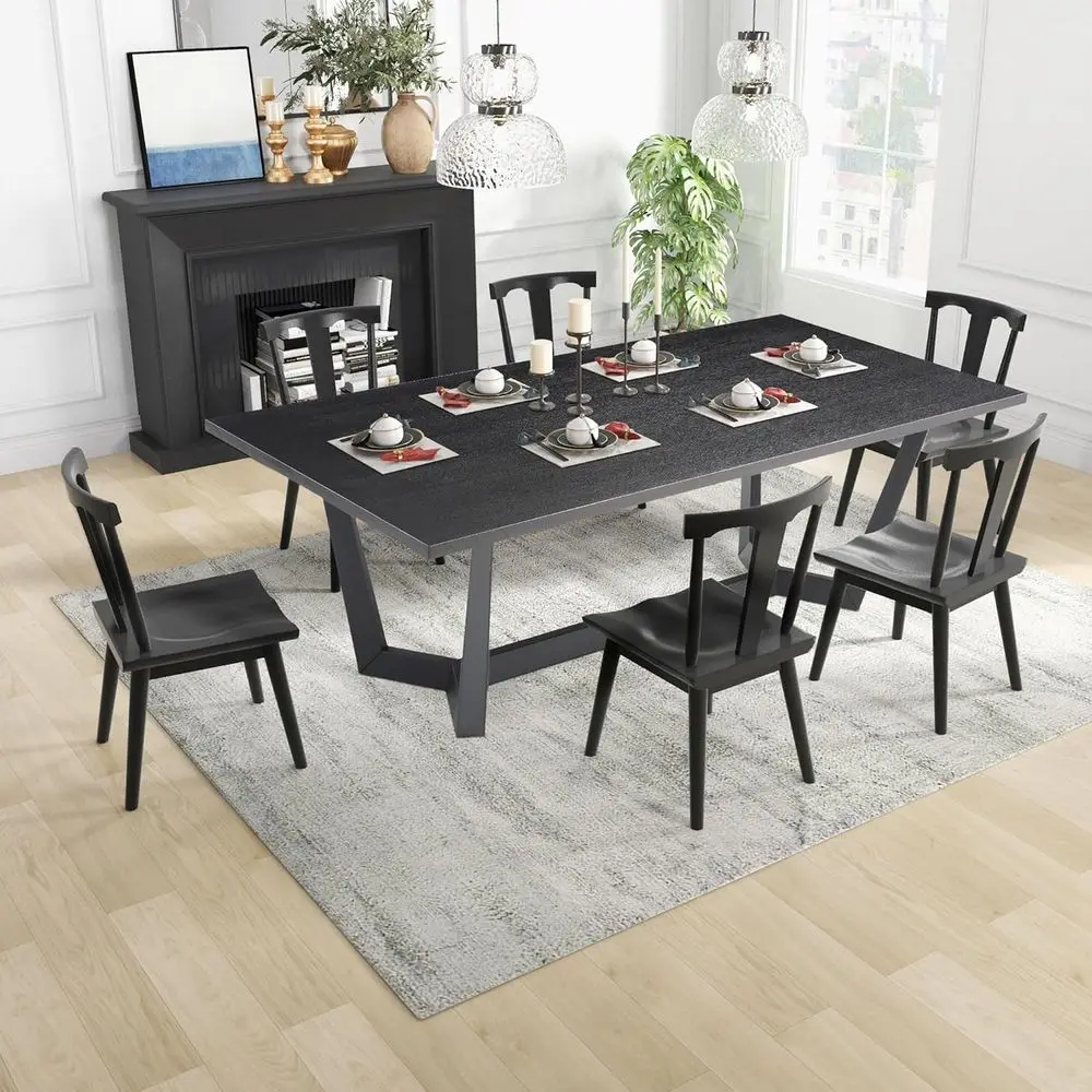 

70.86 Modern Century Wooden Dining Table for 4-6, Suitable for Kitchen, Balcony, or Casual Coffee Gatherings