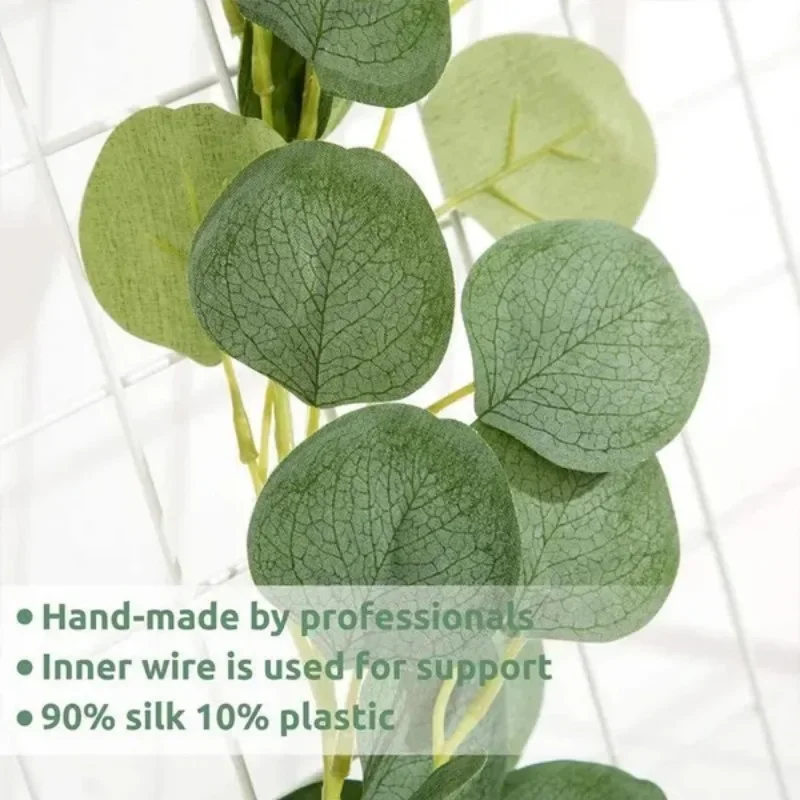 1 قطعة 2 متر أوراق الأوكالبتوس الديكور الأوكالبتوس جدار ديكور الفضة الدولار الأوكالبتوس الخضرة يترك فاينز نبات لقوس الزفاف #5