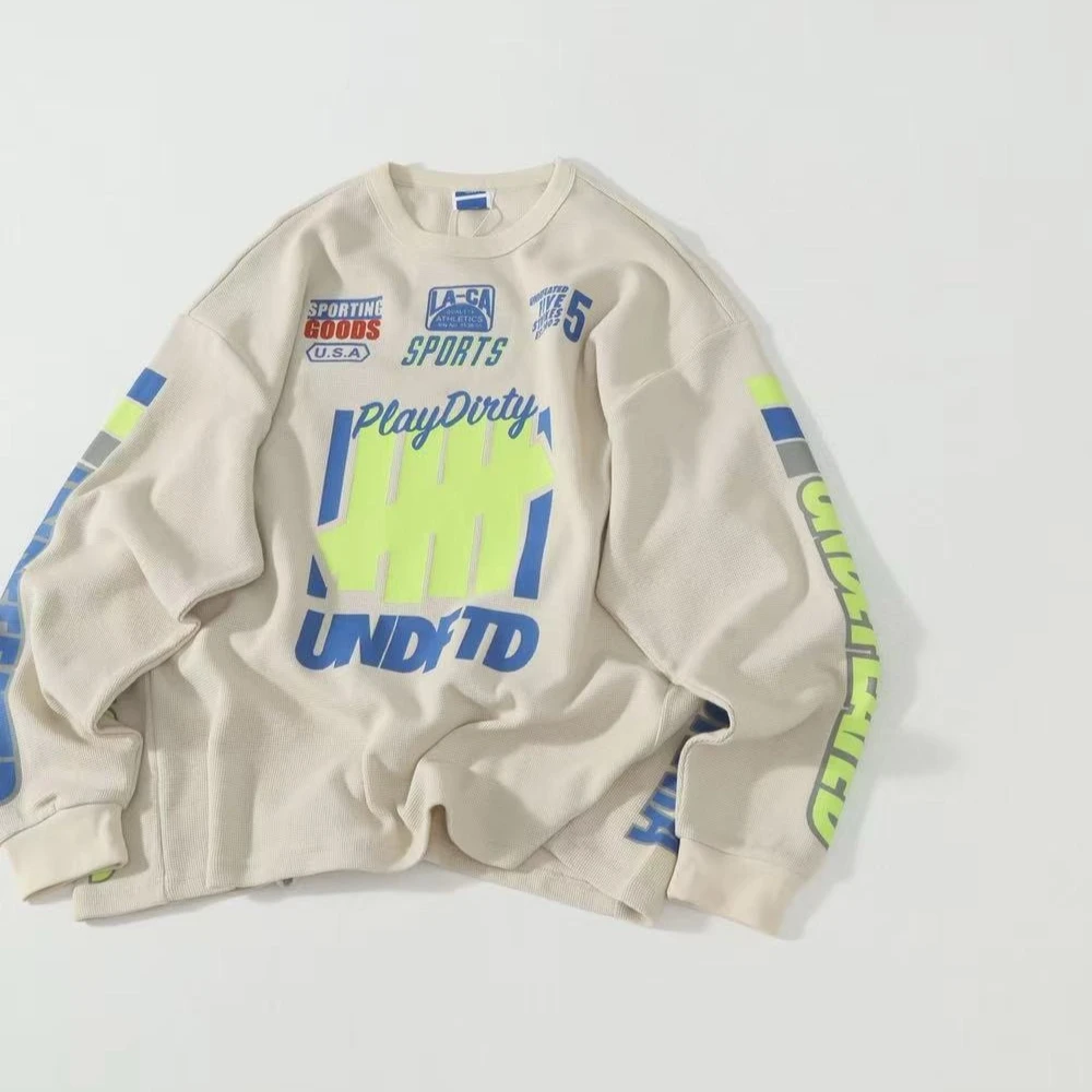 UNDEFEATED Five-Strike Waffle Knit Moto Long Sleeve | Breathable Micro-Grid Biker Shirt | Soft Sweat-Wicking Streetwear Top