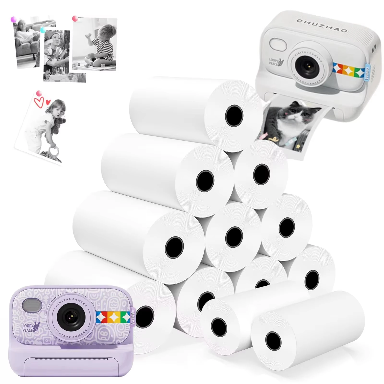 Versatile White Grey Thermal Paper 57x30mm - Non-Adhesive, BPA-Free, Fade-Resistant for Portable Printers/Logs