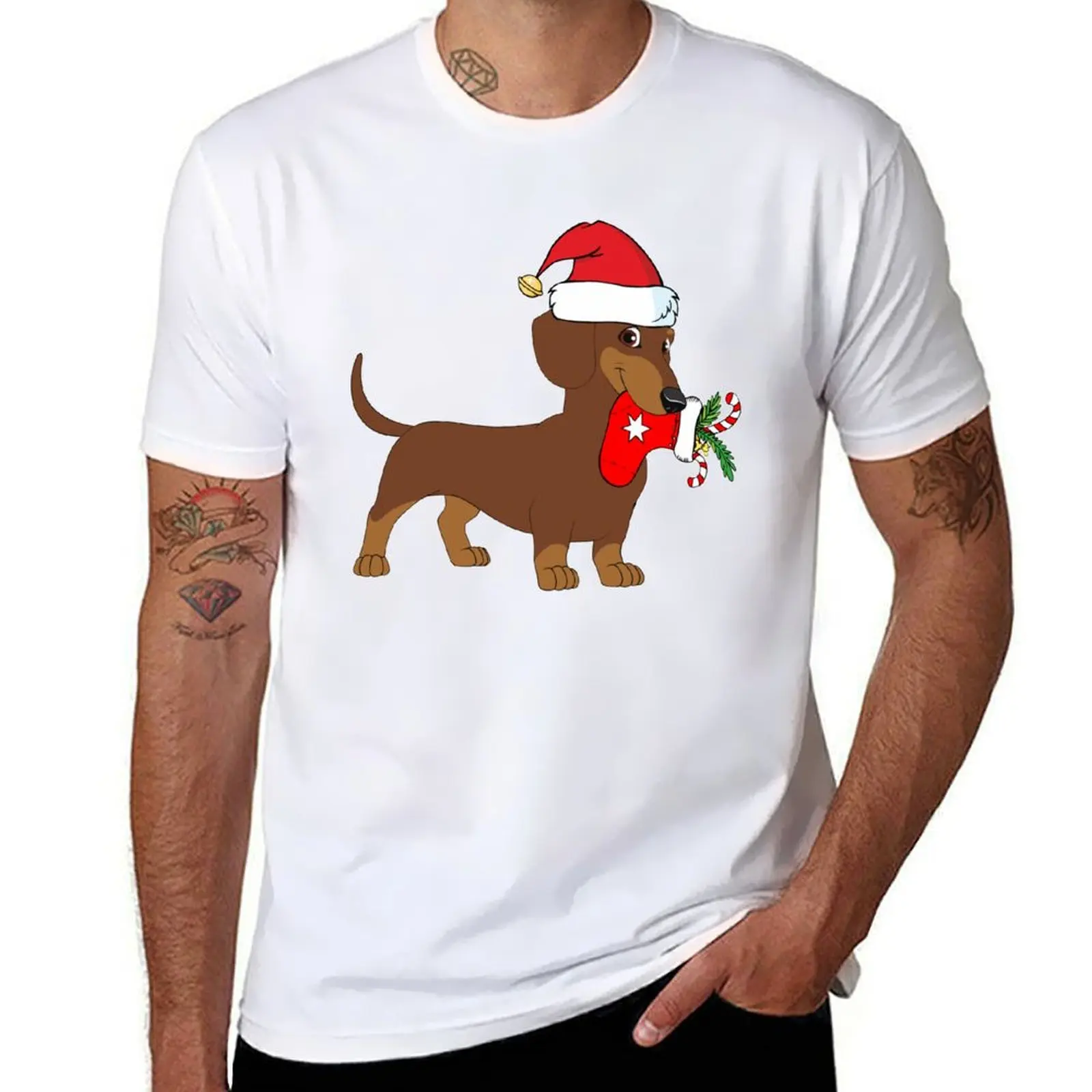 

Dachshund Christmas Stocking Dog T-Shirt anime t shirts oversize T-Shirt