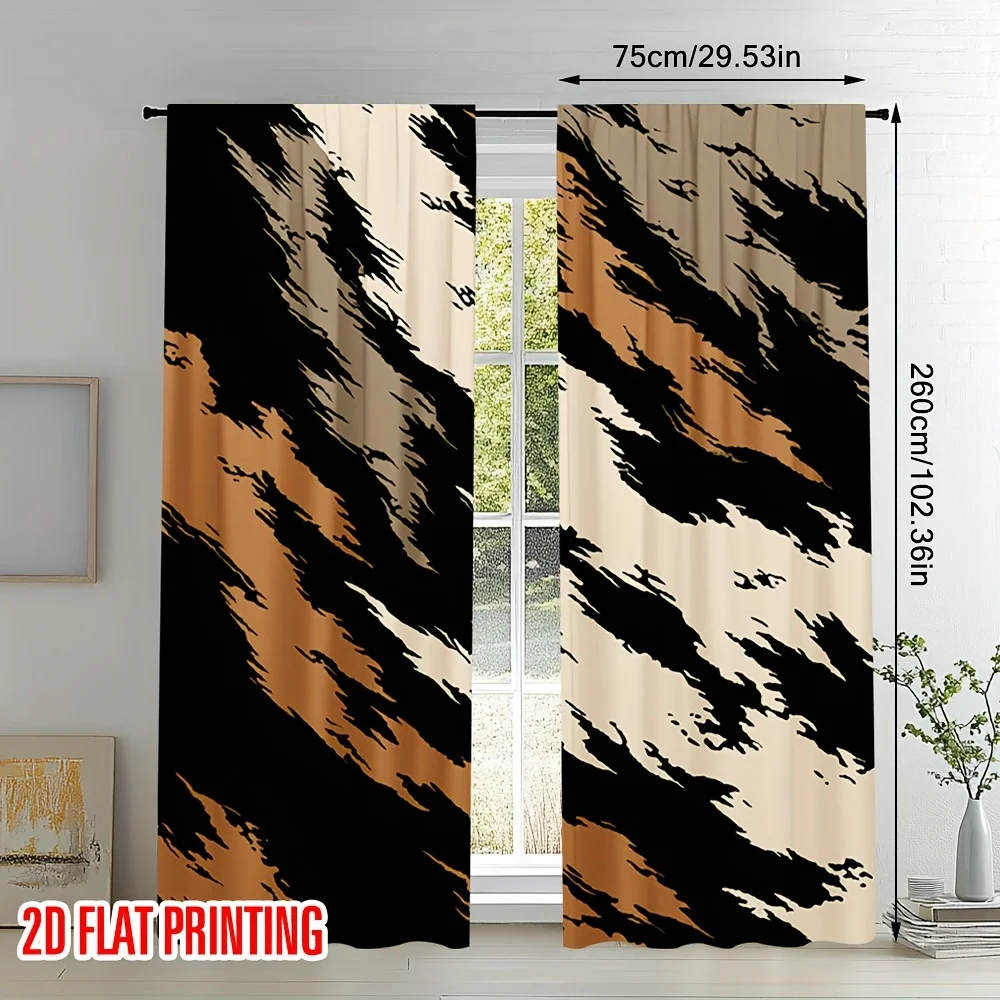 White and brown-shaped curtains, pole-mounted installation. Suitable for living rooms, bedrooms, dining rooms and hotels.
