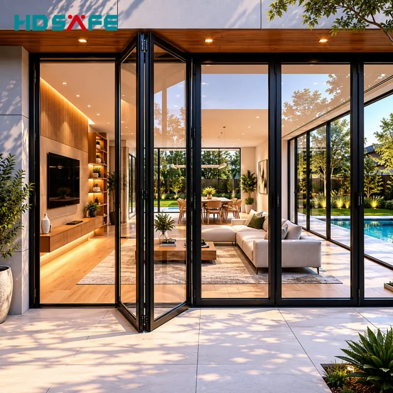 Custom American Style Bifold Door Large Panel Folding Door Commercial Grade Aluminum Bifold Door System For Residential And Comm