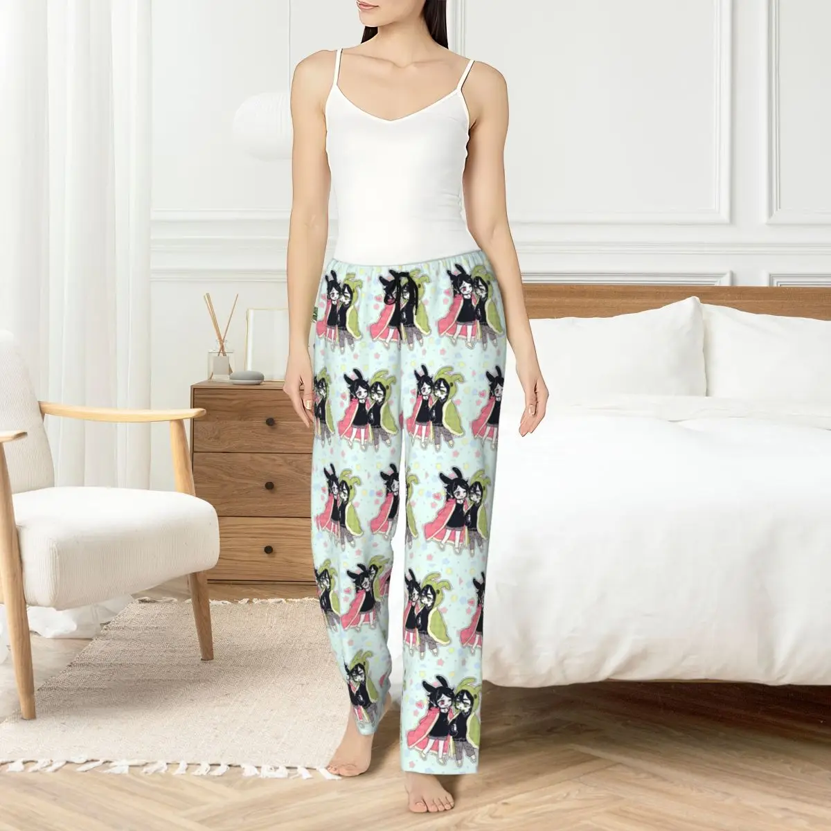 

Custom The Coffin Of Andy And Leyley Pajama Pants Sleepwear Women's Elastic Waistband Horror Puzzle Game Sleep Lounge Bottoms