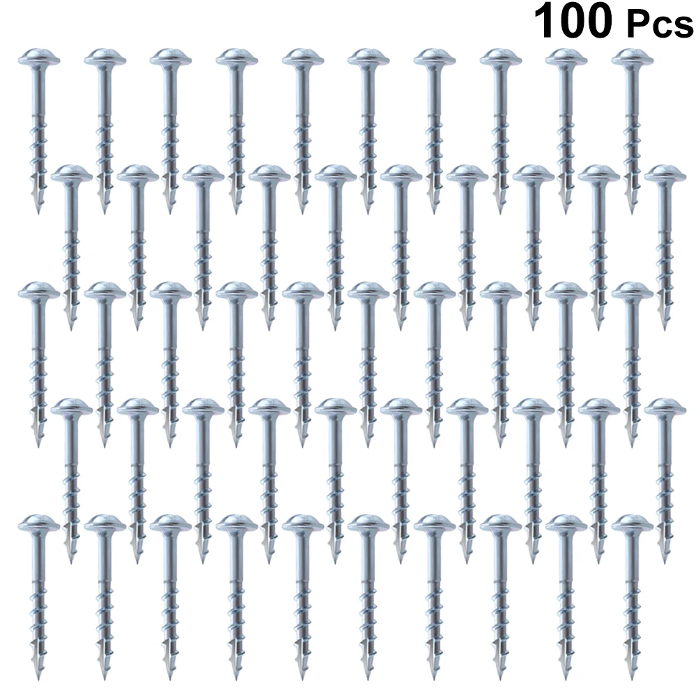 

100 Pcs Self Tapping Screw Coarse Tooth Half Clamp Woodworking Silver Oblique Hole Masonry Carbon Steel Hardware