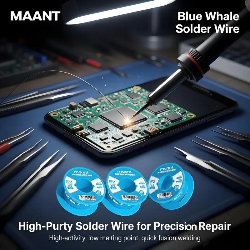 Blue Whale Solder Wire 63 37 Rosin Core 0.3/0.6/1.0mm Low Melting Point High Purity for Motherboard PCB Repair Soldering Tools