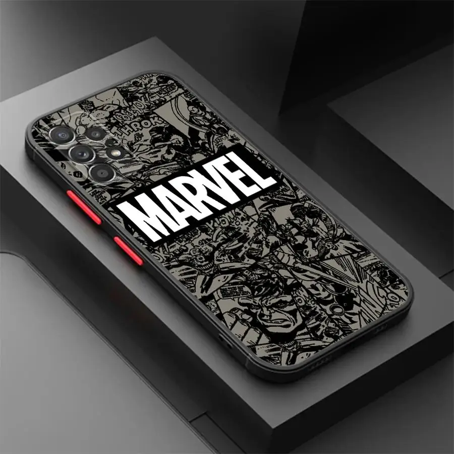 حافظة لهاتف سامسونج جالاكسي A55 5G A52 A54 A53 A51 A25 A24 A23 A35 A34 A33 A32 A16 A15 A14 Funda غطاء هاتف شعار Marvel
