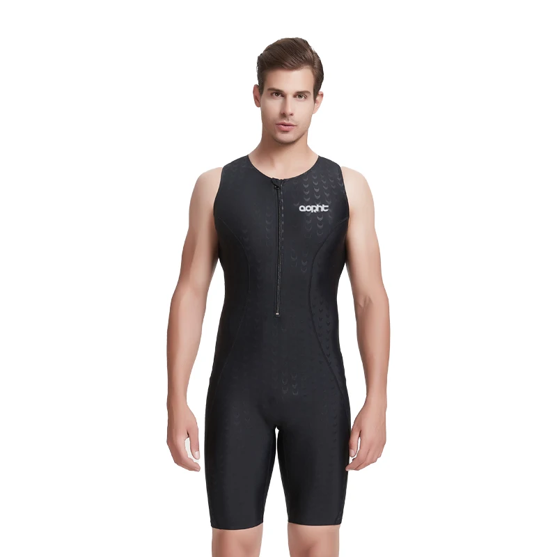 Männer Frauen Einteiliger Sportlicher Professioneller Wettkampf-Badeanzug Racing Haifischhaut Knielanges Trainingsbadebekleidung Bade-Tauchanzug