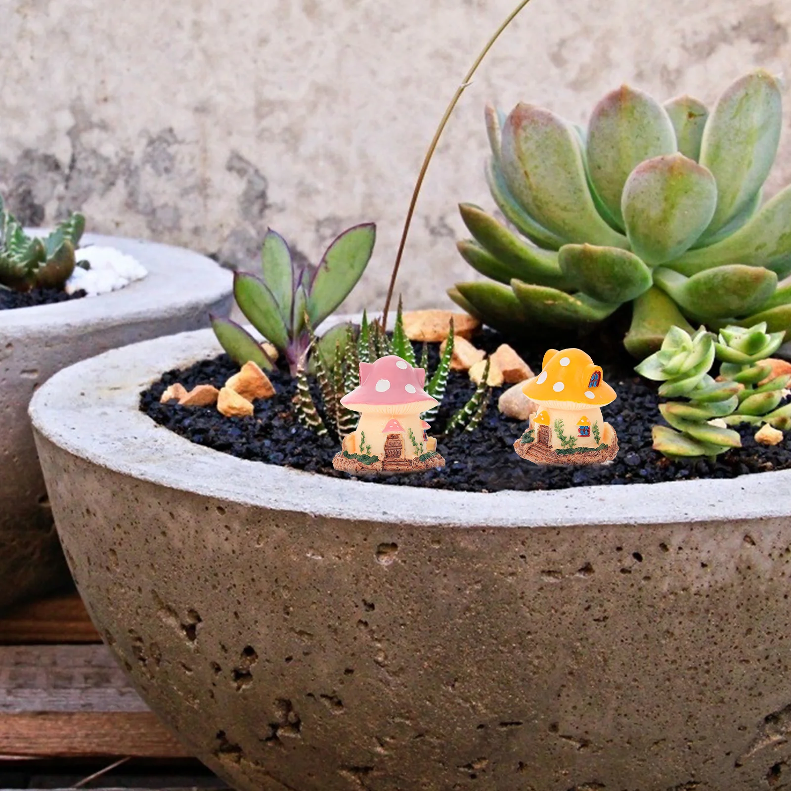 

4Pcs Resin Mushrooms for Garden Lawn Terrace Pastoral Decor Mushroom House Shaped Resin Crafts Mushroom Home Mushrooms Decors