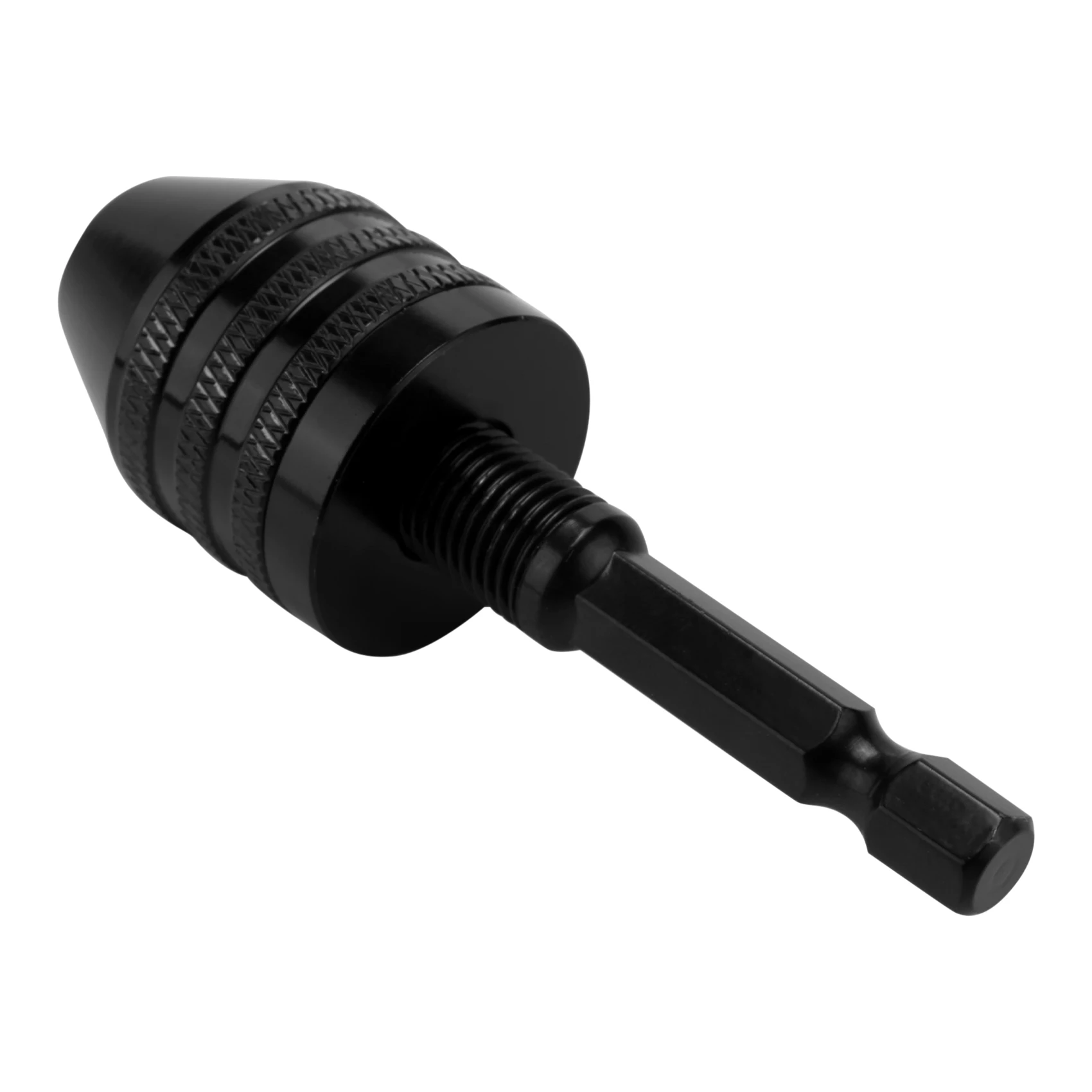 0.3-8mm 1/4 inch Keyless Drill Chuck Screwdriver Impact Driver Adaptor Hex Shank Drill Grinder Quick Change Adapter Convert -Bla