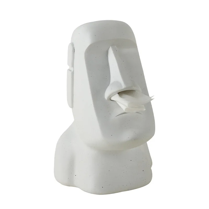 Moai Stone Statue Island Portrait  Dispenser Tissue Box Napkin Storage Mouth organizer kitchen accessories useful things decor