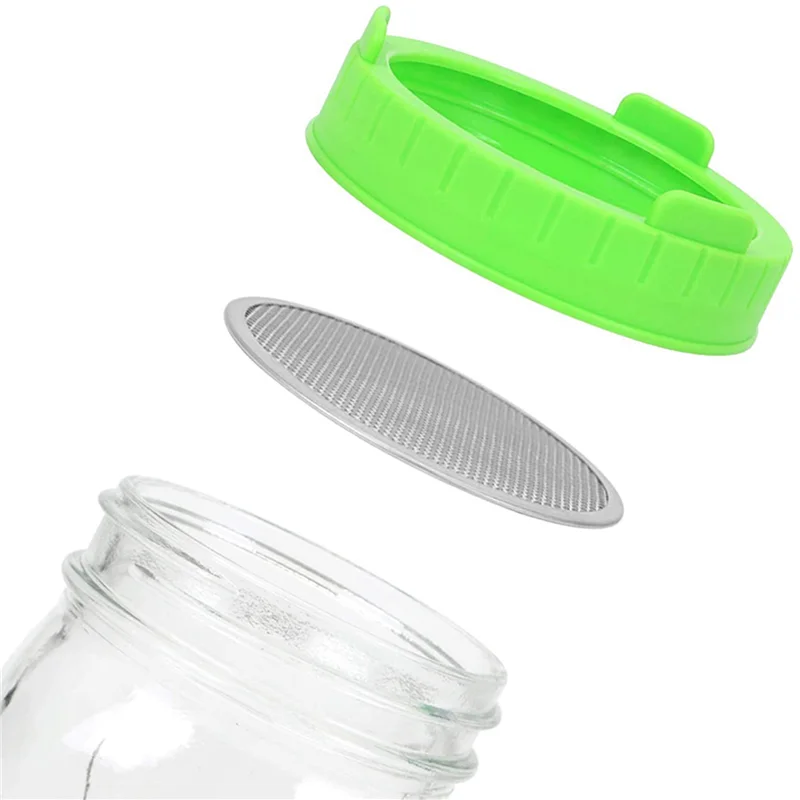 AB33-16 Pack Sprouting Lids, Plastic Sprout Lids With Stainless Steel Screen For Wide Mouth Mason Jars, Sprouter Sprout Maker