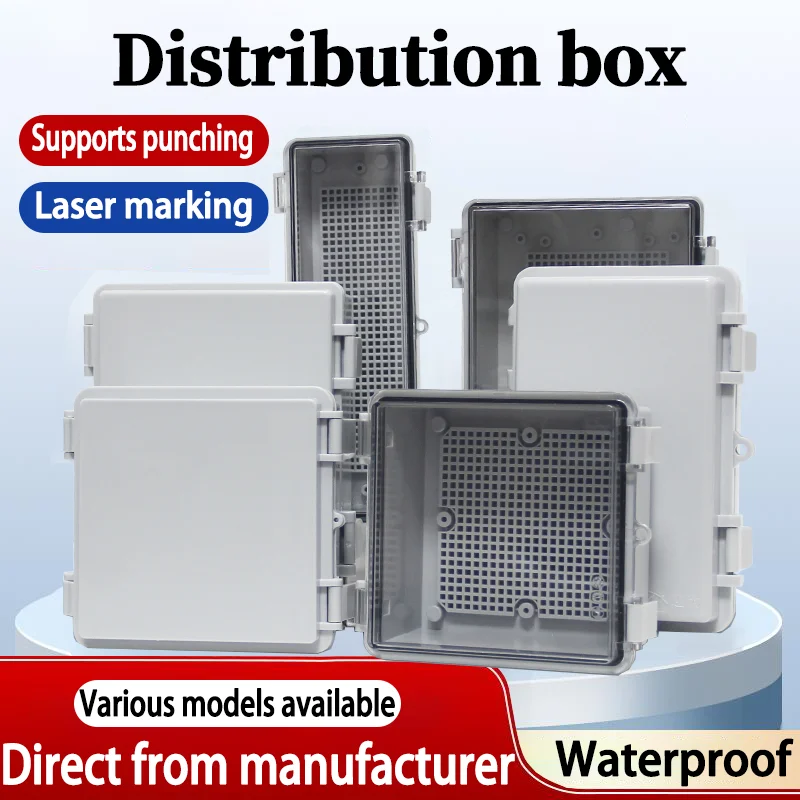 Outdoor Waterproof Electronic Box IP66 Grey/Transparent Cover Distribution Case ABS Housings with Buckle Plastic Junction Box