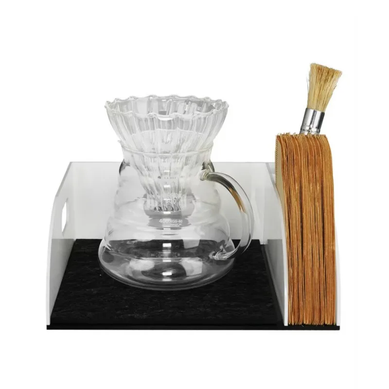 Acrylic Coffee Organizer Stand Holds Coffee Maker And Coffee Paper Filter With A Heat Insulation Pad Coffee Paper Filter Holder