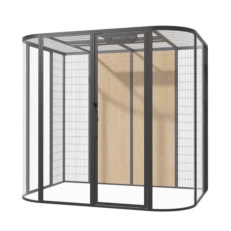 

Custom Cat Luxury Space Room Supper Space Cat Climbing House Aluminum Alloy Frame With Tempered Glass Cat Villa