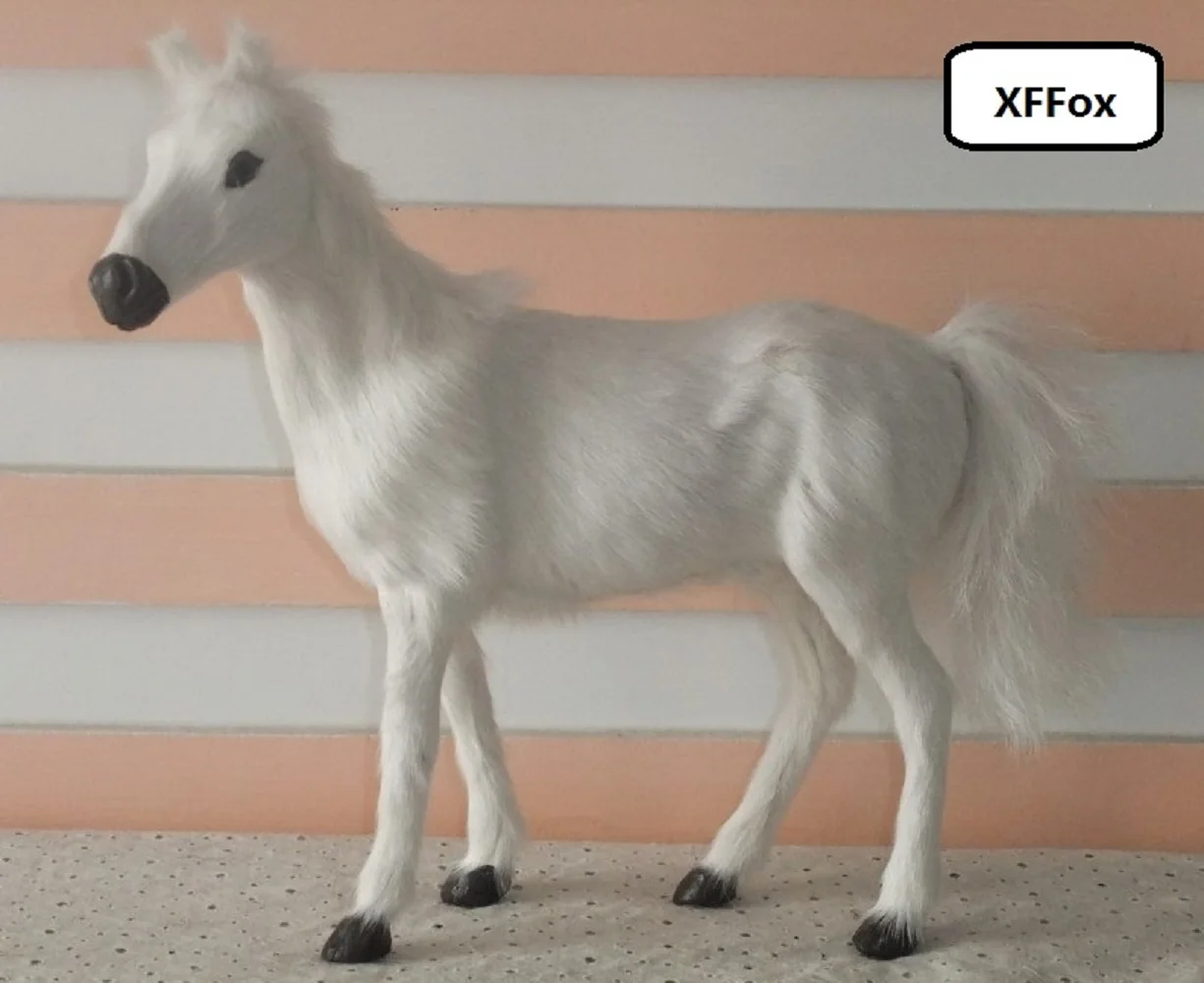 

new real life white horse model plastic&furs simulation standing horse gift about 28x25cm xf1842