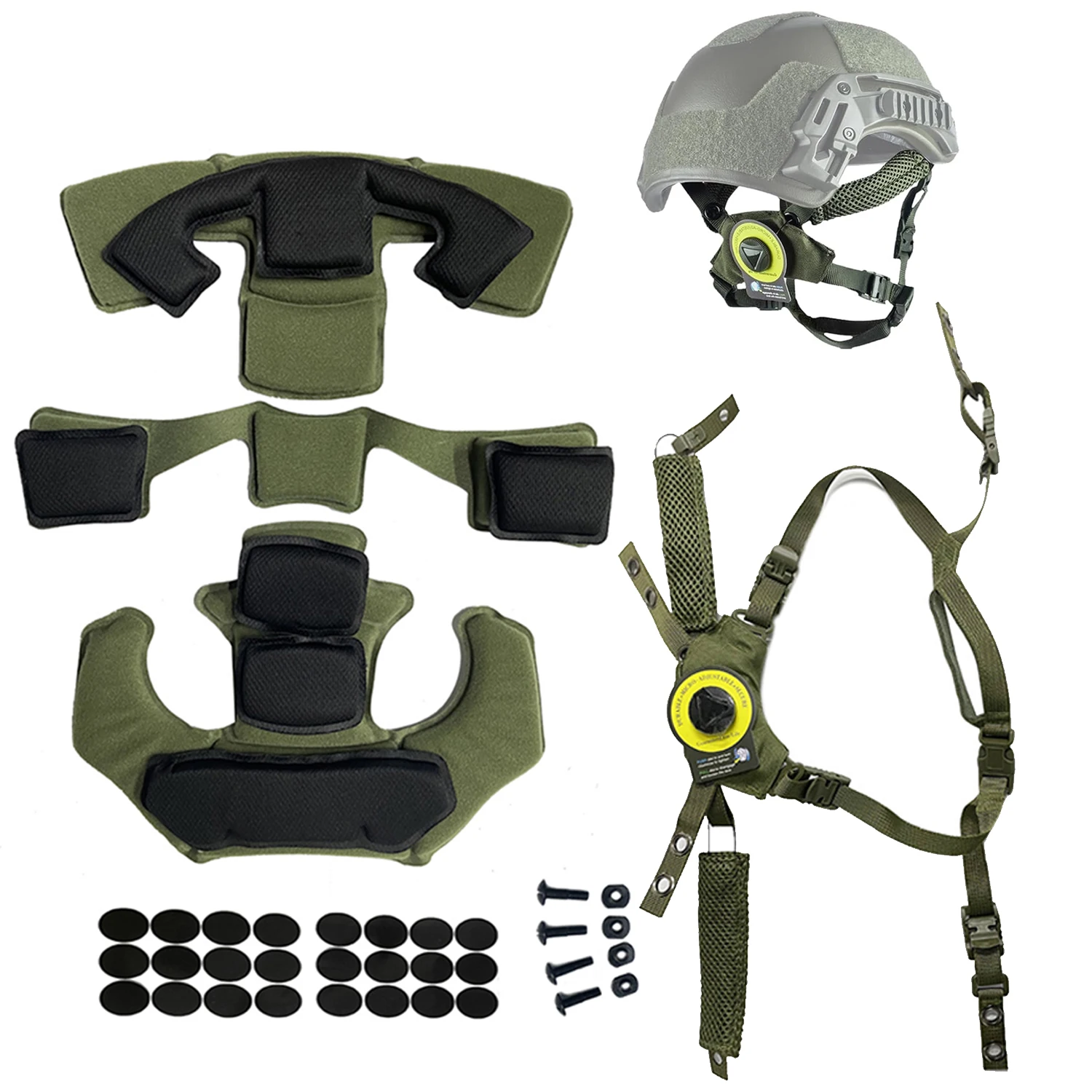 Wendy FAST MICH ACH Tactical Helmet Suspension System - Gen1 Memory Foam Pads Adjustable Lanyard for Hunting Airsoft Paintball