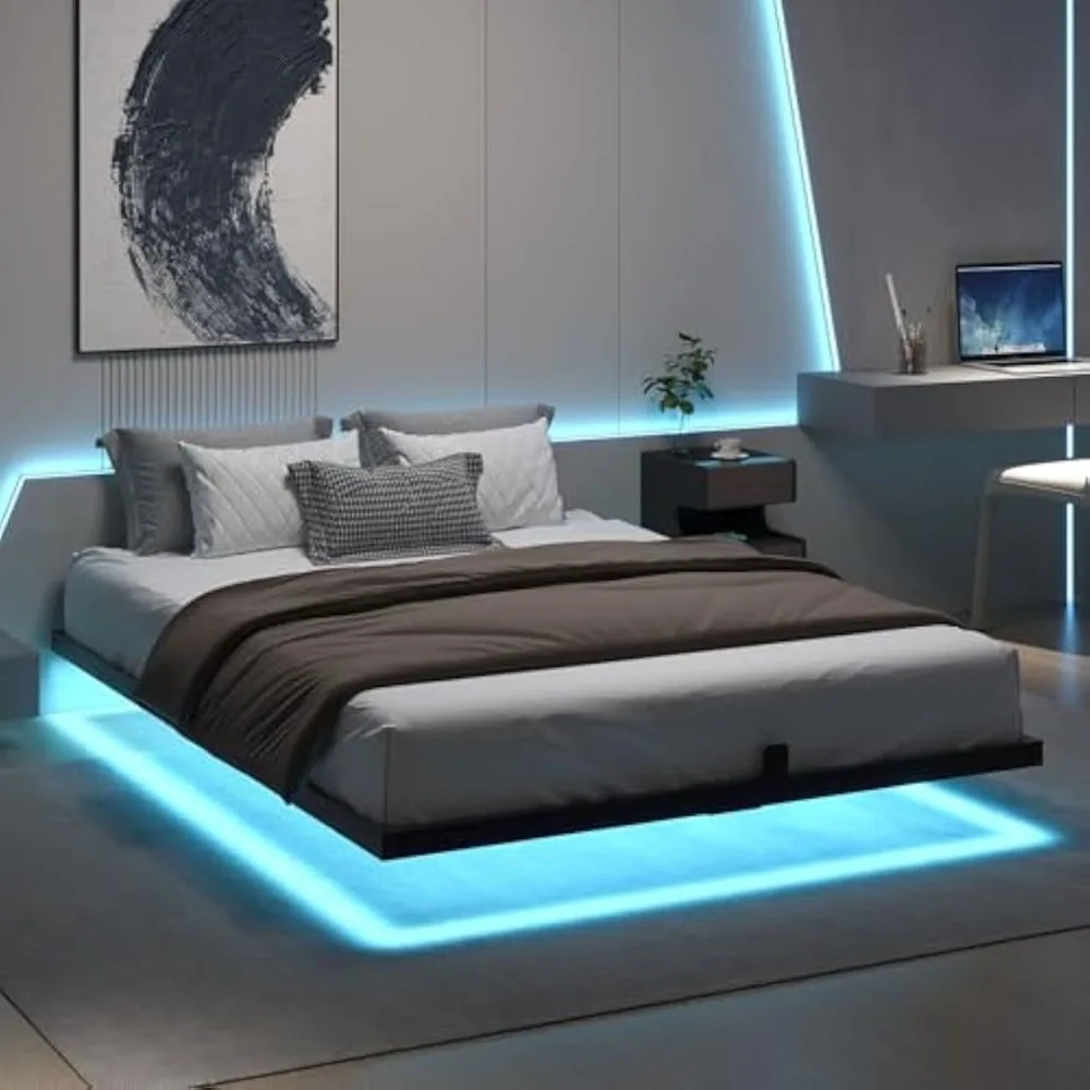 

Floating Bed Frame Full Size with Smart LED Lights, Metal Platform Bed, No Box Spring Needed, Noise-Free, Easy Assembly