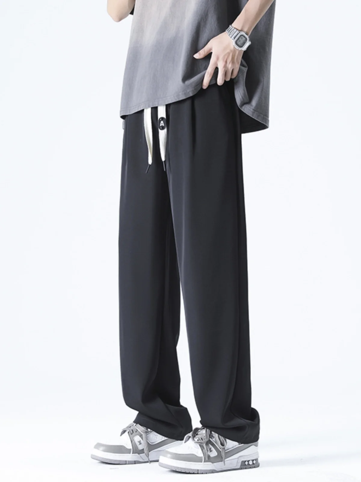 

Мужские повседневные брюки Bla: летние, в американском стиле, прямые, для уличного стиля, с ощущением высокого качества, из прохладного шелка