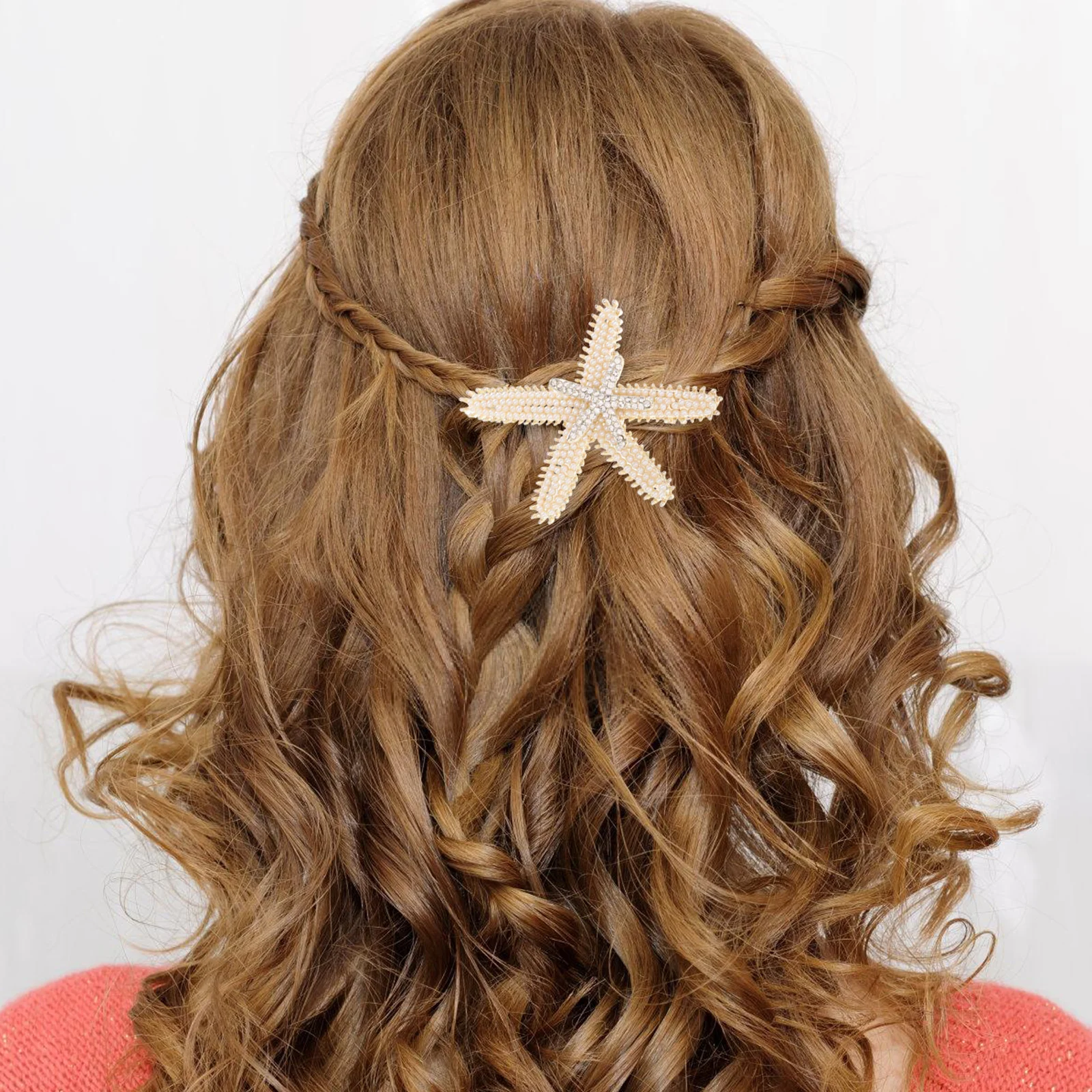 

Rhinestone Hairpin Clips Pearl Barrettes Ocean Accessories Sea Alloy Clips Women Hairpin Headwear Ponytail Top Clip Horizontal