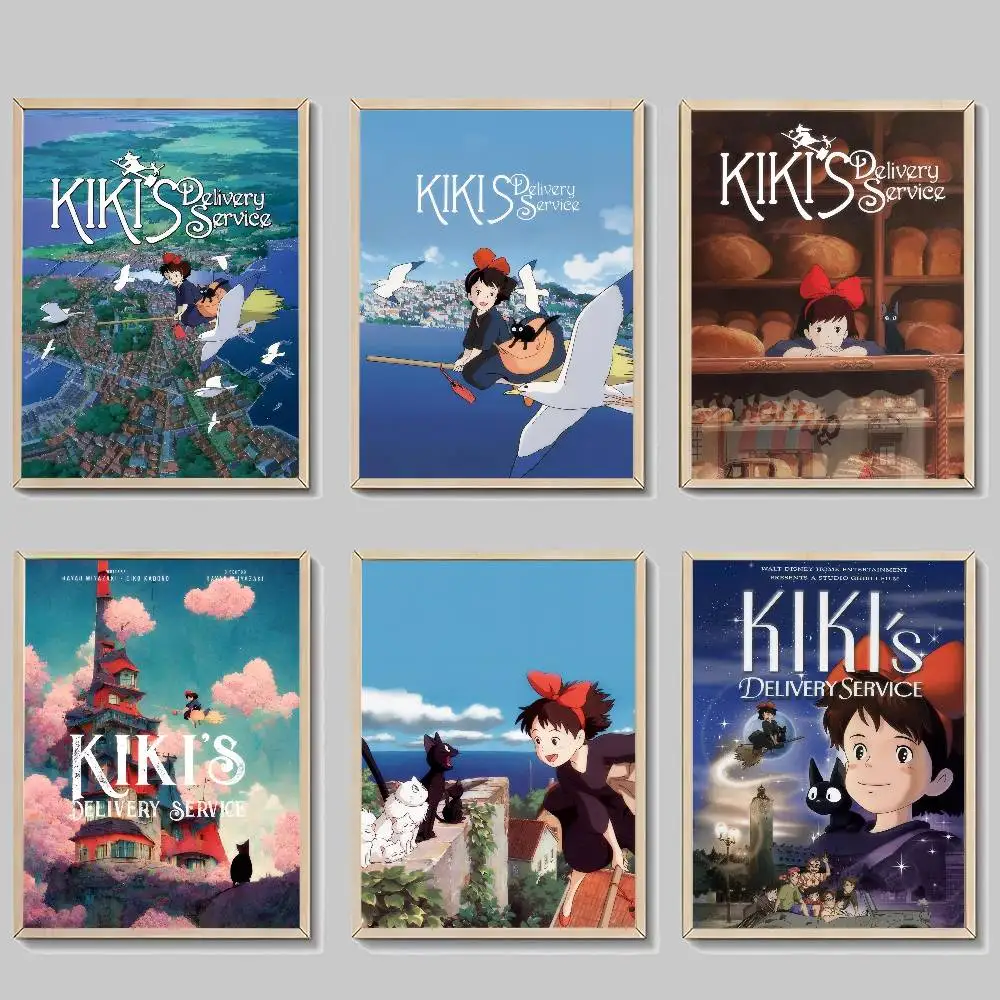Póster de Papel Impermeable, Adhesivo Decorativo para Cafetería, Bar, Arte Estético, Pintura Mural, Anime, Película K-Kikis, Servicio de Entrega D-Delivery