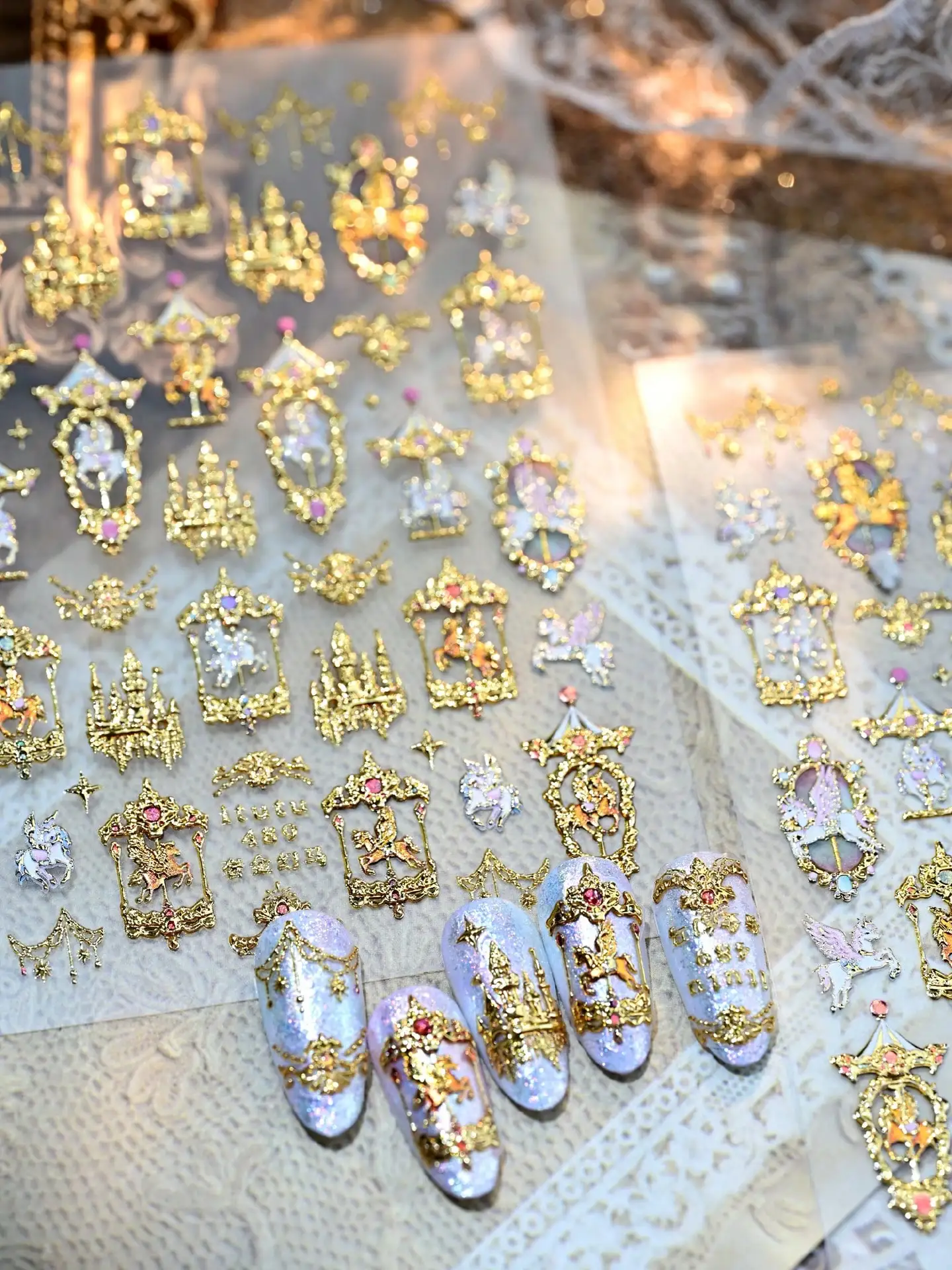 

Luxury Gold Mythical Horse Nail Art Stickers, Foil Stamping Nail Decorations Nails Nail Supplies