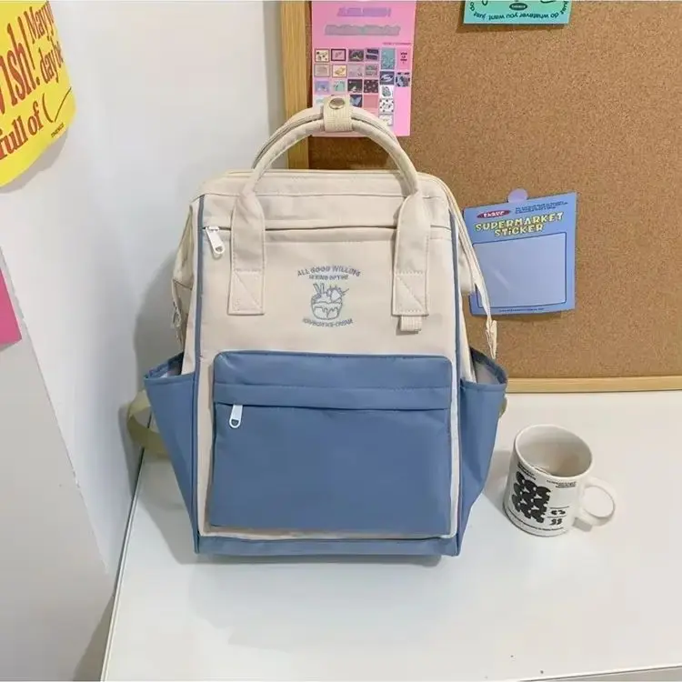 Tas Ransel Anti Air AQN, Tas Sekolah Lucu, Paduan Warna Sederhana, Kapasitas Besar, untuk Liburan, Olahraga, dan Perjalanan, Penyimpanan untuk Siswa