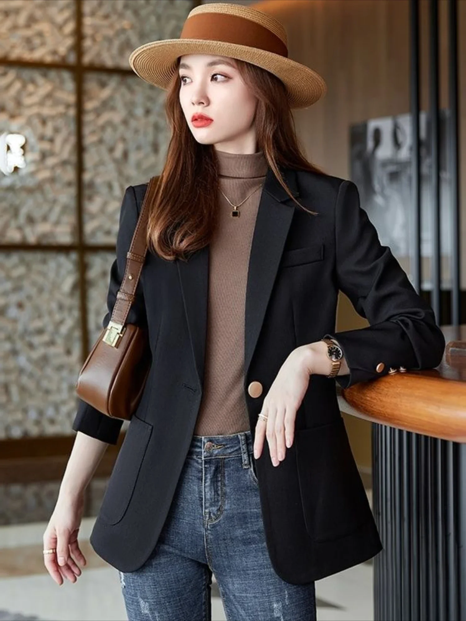 Blazer Woman Slim Skinny Outerwears Office Wear Professional Outfits Jacket Spring Autumn Elegant and Youth Sale Coats for Women