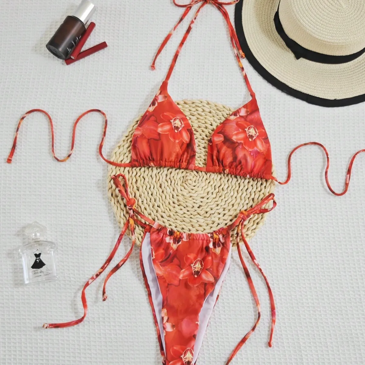 Printed Sexy Micro Bikini Set Women Swimsuit Female Biquini Swimwear Vacation Two-piece Thong Bikinis Beach Wear Bathing Suit