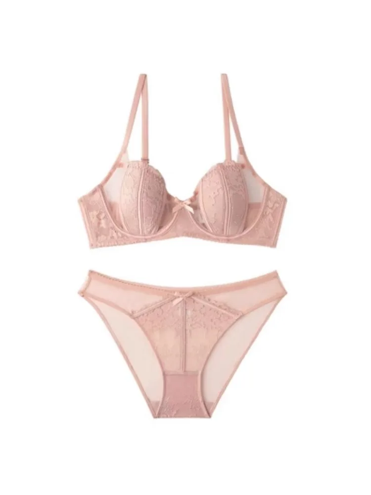 Francuski komplet biustonoszy ślubnych YUQI Victoria - Minimizer dużego biustu |   Seksowna czerwona bielizna dla panny młodej Ultra cienka, wygodna, zapobiegająca zwiotczeniu