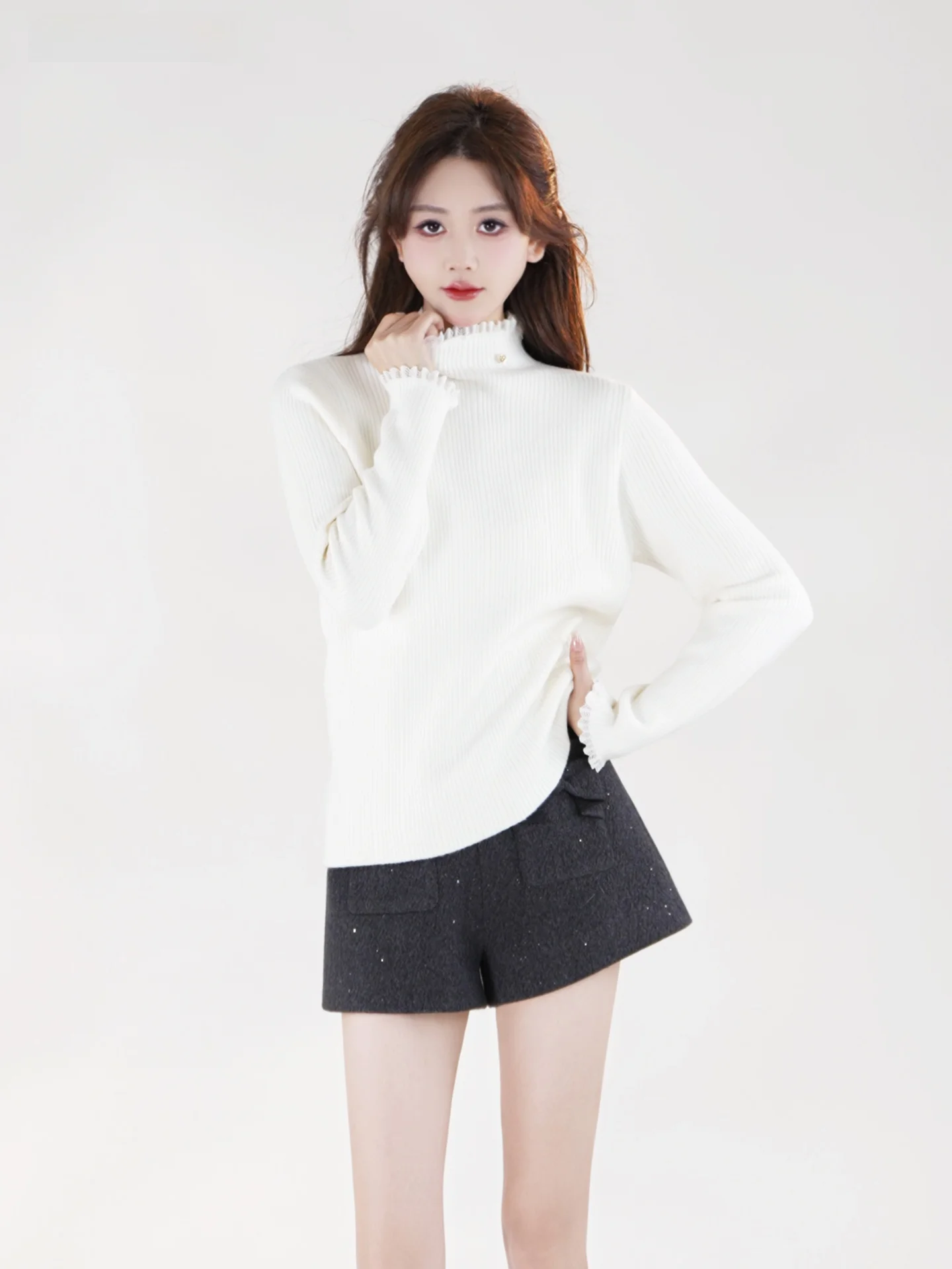 

Annelily Winter New Faion irt Elegance Breathable Polyester Fiber Long Sve round Ne Casual Loose Fit Women's irt