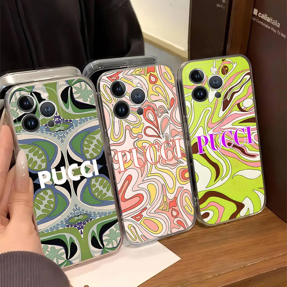 Funda para Teléfono E-Emilio Logo Pucci para iPhone 17 16 14 11 12 13 15 Pro Max 14 Plus 17 Air