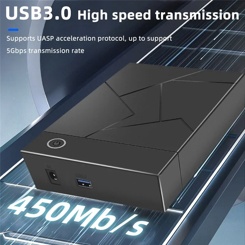 3.5 Inch HDD Enclosure USB 3.0 to SATA Hard Drive Case SSD Enclosure External Solid State Hard Drive Disk Box-EU Plug