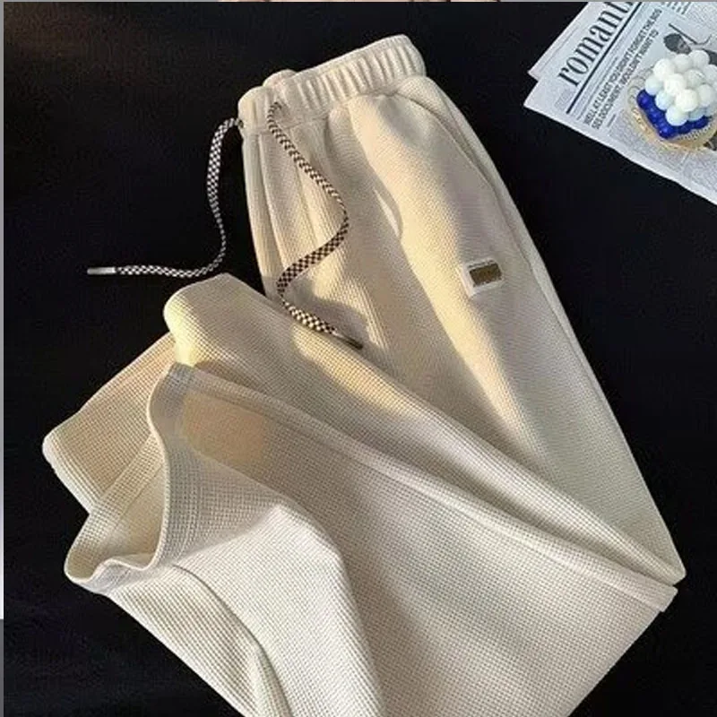 

2024 New Summer Men Loose Casual Korean All-match Solid Color Trousers Thin Style Solid Color Falling Sensation Wide Leg Pants