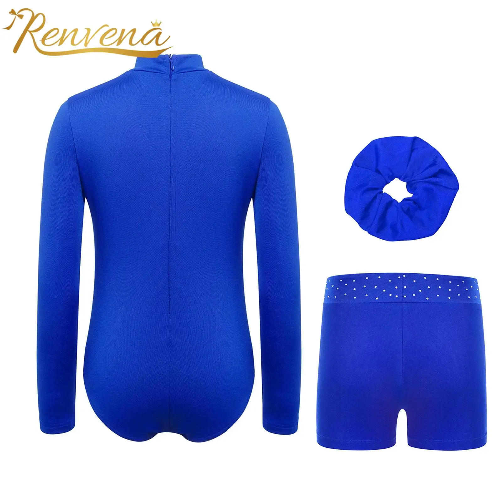 Bodysuits Kids Girls Sheer Mesh Rhinestones Gymnastics Jumpsuit Childs Ballet Dance Costume Skating Leotard Dancewear