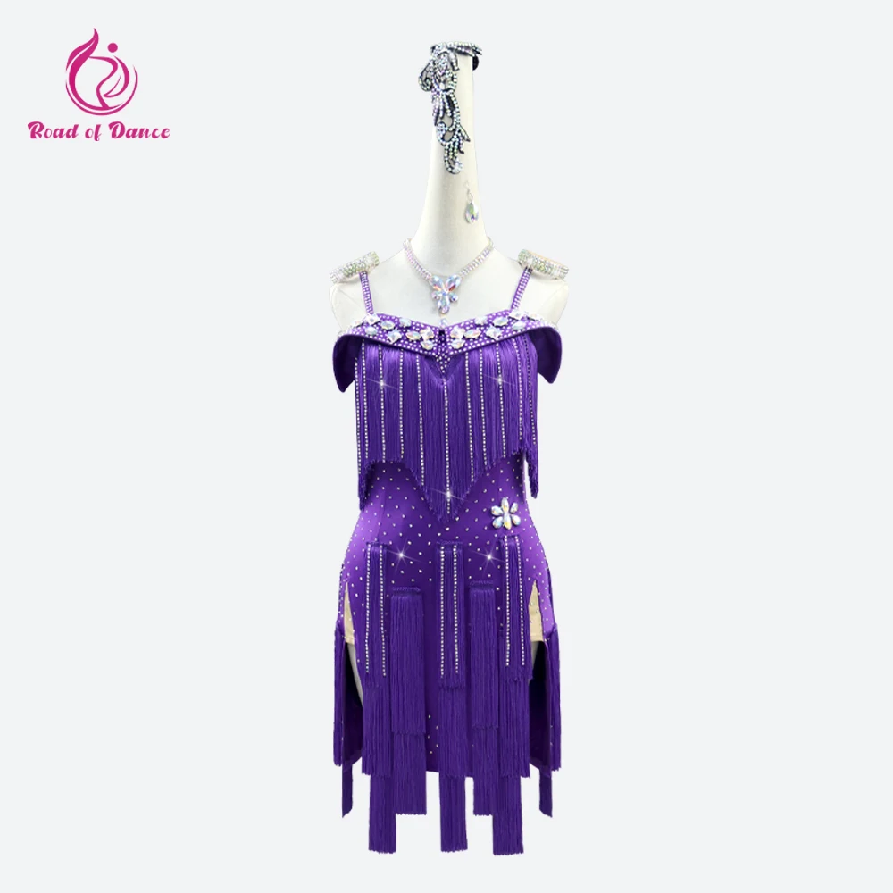 

Latin Dress Womens Dance Costume Elegant Party Dress Girls 2025 Sports Suit Fringe Clothing Adult Samba Practice Parties Cabaret