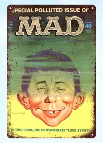 1971 MAD magazine cover Special POLLUTED issue metal tin sign building plaque