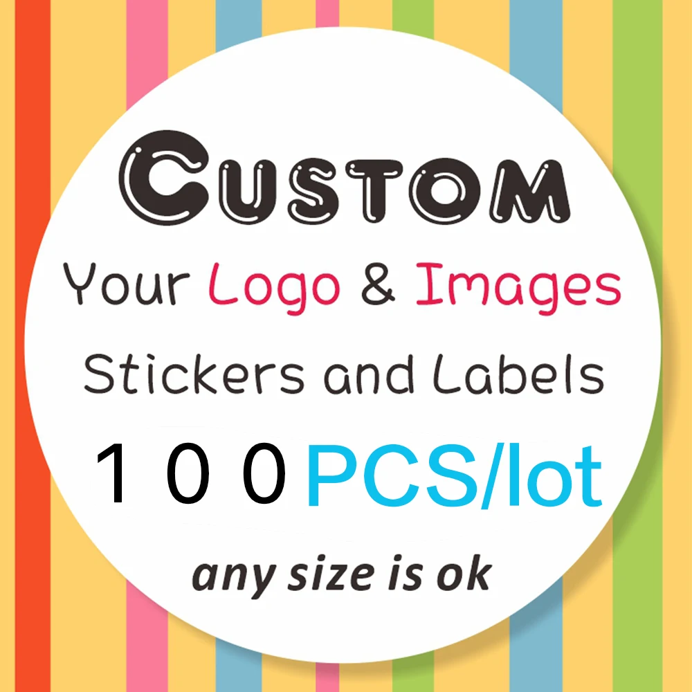 

100PCS Custom Sticker Logo Custom Sticker Personalized Custom Stickers Wedding Birthday Baptism Business Print Your Own Sticker