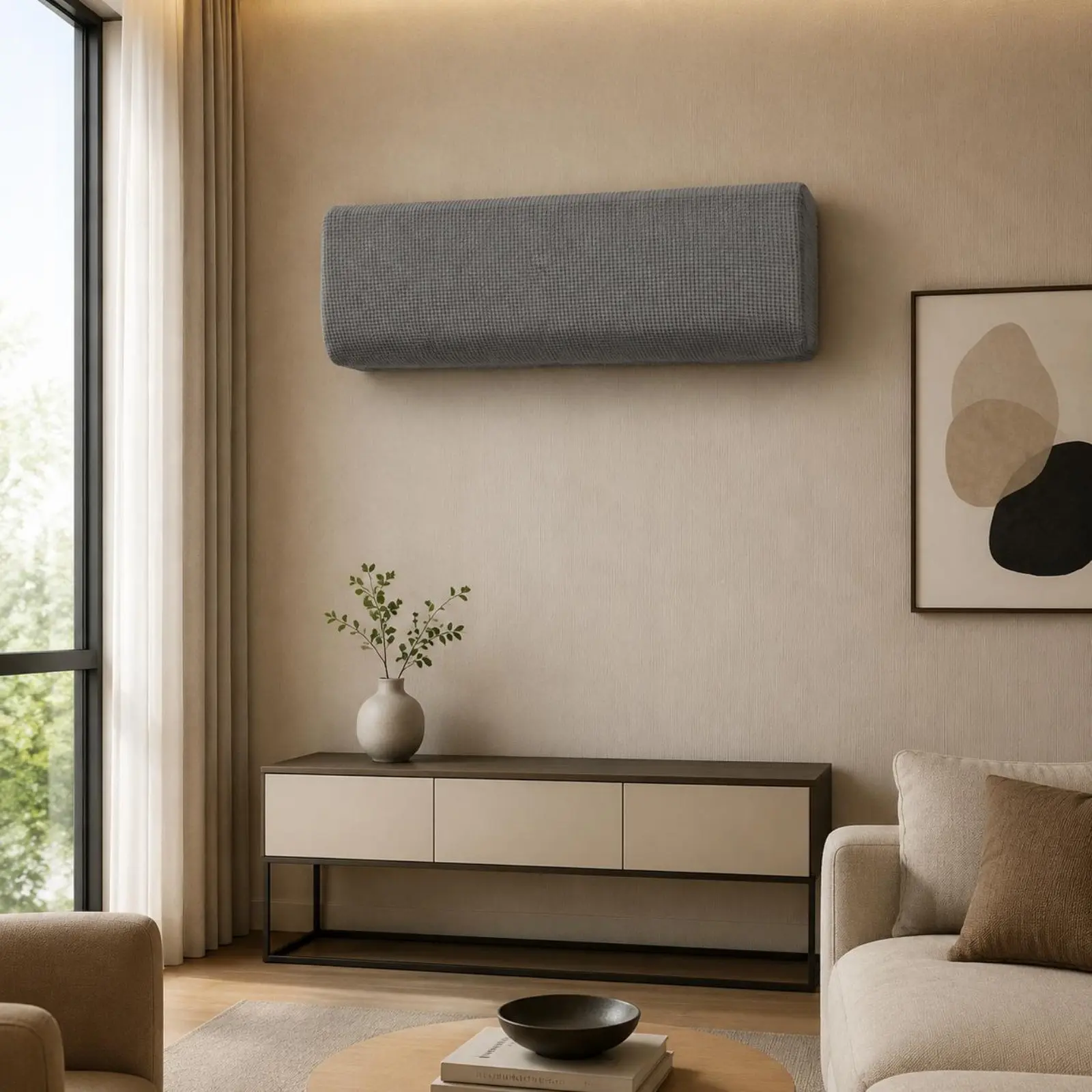 Full Wrap Air Conditioner Cover Stretchable Stretch Air Conditioning Cover Home Textile Simple Solid Color Easy to Install