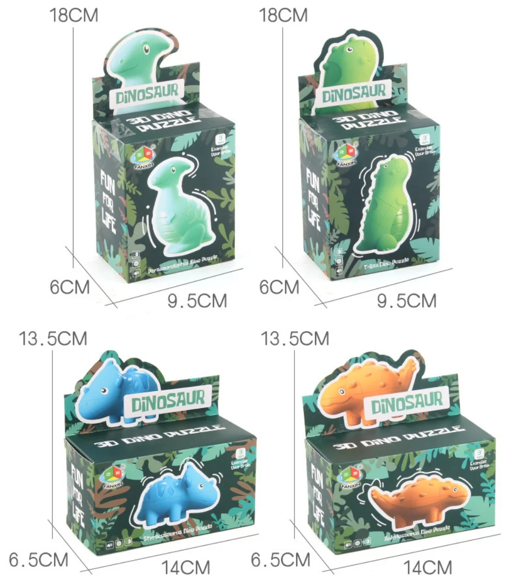 Fanxin 3x3 Dinosaurier Zauberwürfel niedlichen Dinosaurier Modell 3x3x3 Zauberwürfel Puzzle Spielzeug Cubo Magico Dinosaurier Modell für Kinder Kinder