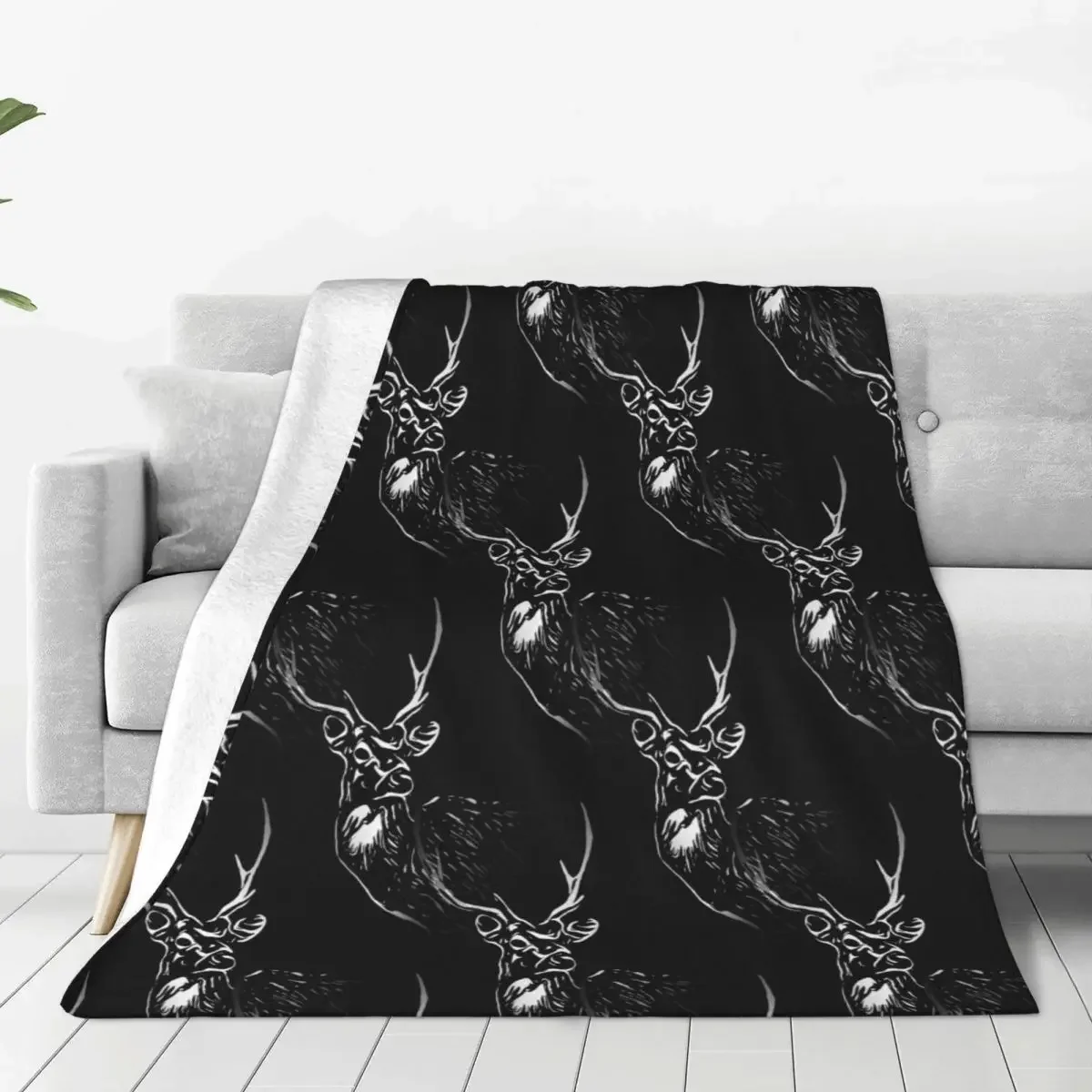 

Deer Plaid Cartoon Blanket Sofa Cover Flannel Textile Decor Collage Animal Warm Throw Blankets for Home Office Plush Thin Quilt