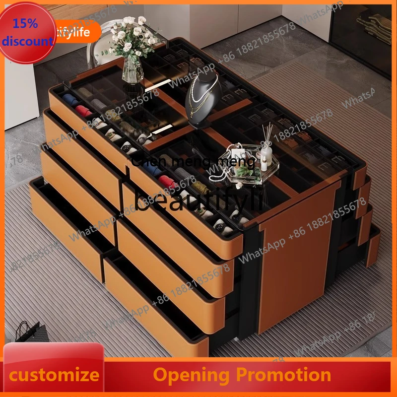 

B7304 ss Minimalist Wardrobe Island Storage Cabinet Master Bedroom Double-Sided Storage Cabinet Modern Simple Jewelry Display Ca