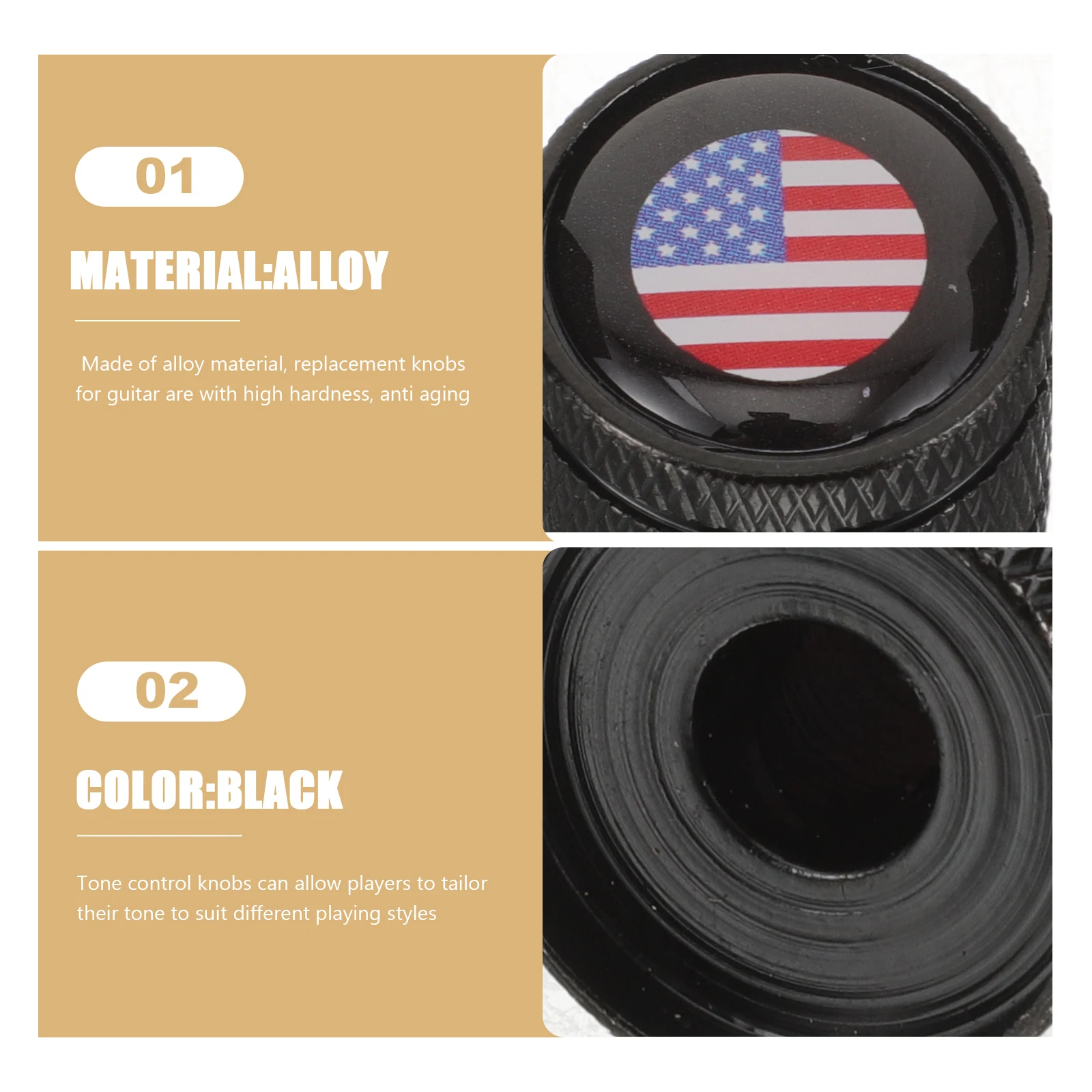 

3 Pcs Potentiometer Knob Guitar Control Round Volume Bass Tone Knobs for Metal