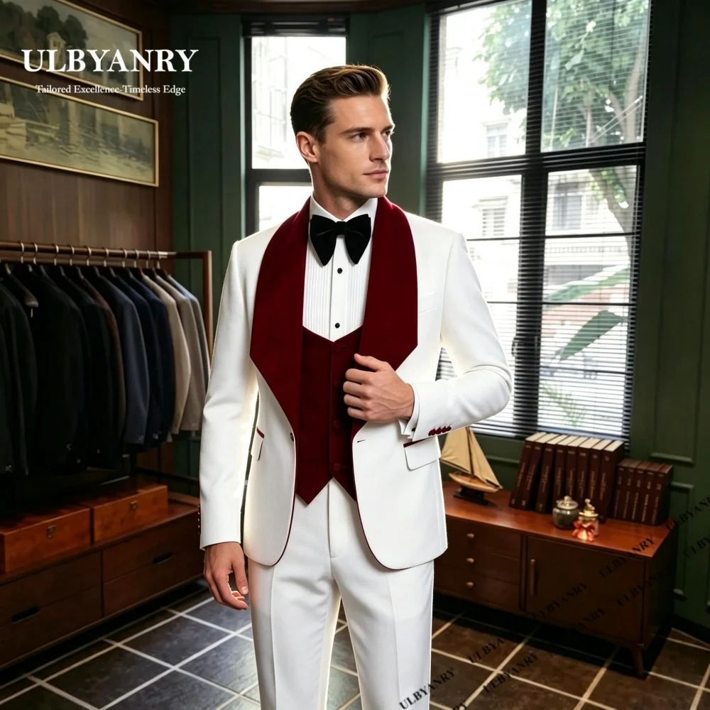 Men's Formal Suit Set Including Jacket Vest Pants Wedding Groom Suit 3-Piece Patchwork Suit Attire Tailored Trend Business Suit