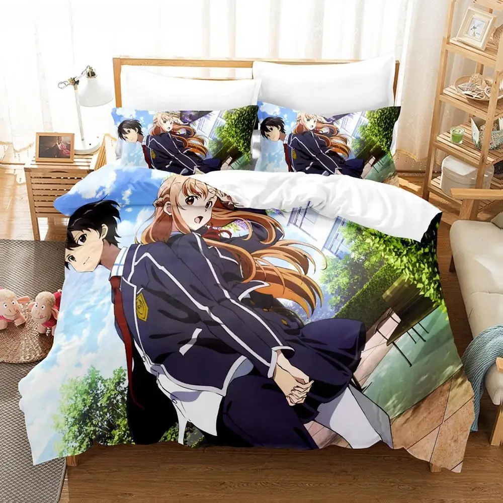 Sword Art Online Bedding Set 3D Anime Print Polyester Quilt Cover Pillowcases Queen King For Kids Gift Anime Duvet Cover Sets