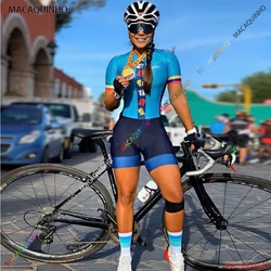 Colombia Italy Women's Cycling Overalls Sweatshirt Set Free Shipping Blue Macaquinho Ciclismo 2022